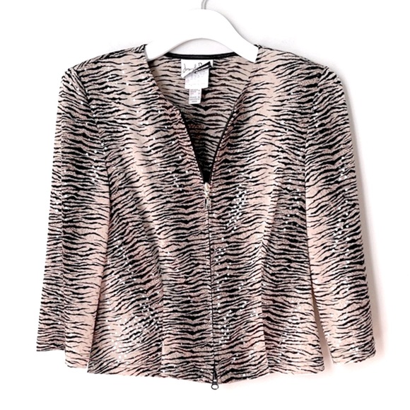 Joseph Ribkoff Tops - Vintage Joseph Ribkoff size 6 Front Zip Sequin Top